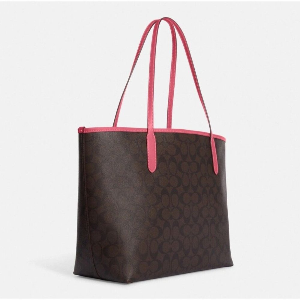 NEW Coach City Tote Varsity Brown & Pink Signature Coated Canvas Handbag CB869 - Picture 12 of 12